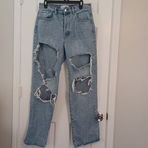 Fashion Nova High Waisted Destroyed Distressed Jeans Sz 11 //